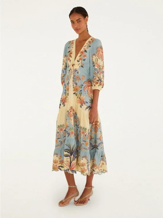 Farm Rio Butter Yellow Boho Beauty Maxi Dress - Picture 4 of 5